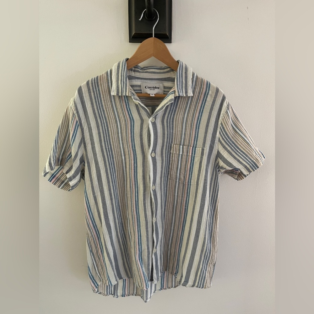 Corridor Amagansett Size Medium Striped Cotton Shirt